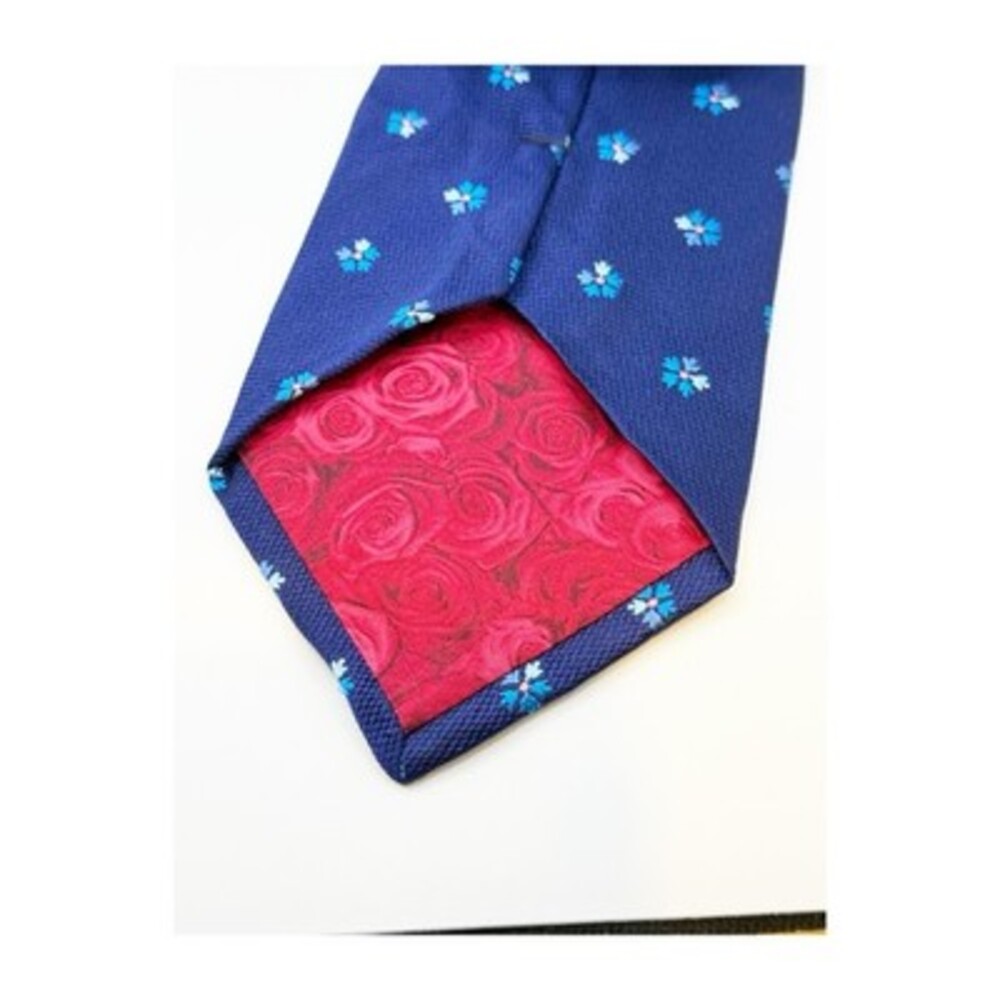Paul Smith Mens Floral 100% Silk Tie Necktie Navy Blue Yellow Floral Italy 3.5 - Picture 3 of 4